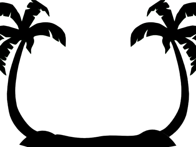 Palm Tree Clip - Beach Silhouette Clip Art (640x480), Png Download