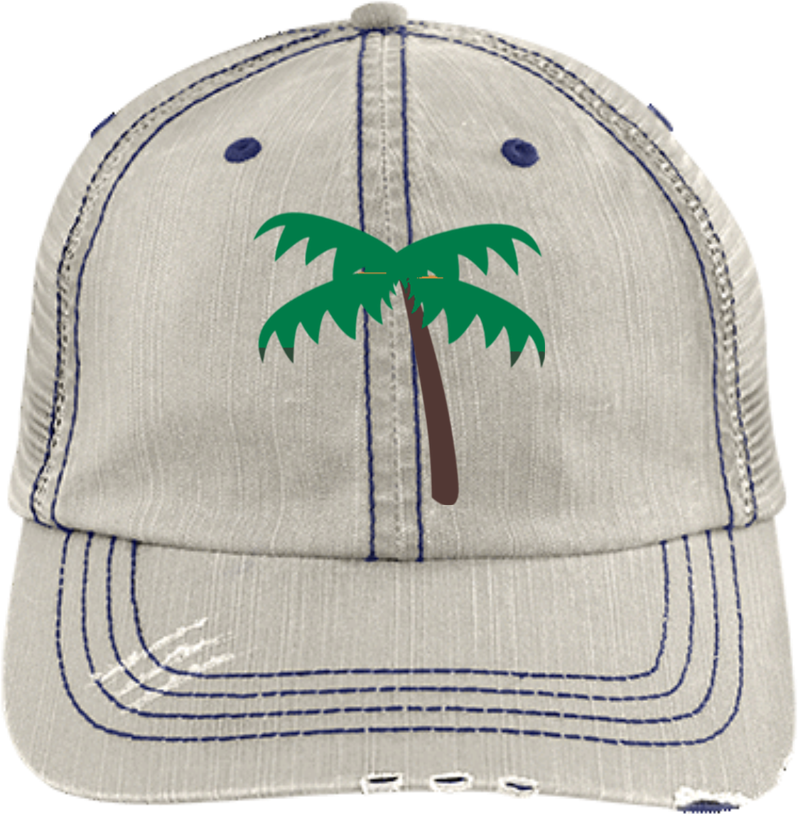 Palm Tree Emoji 6990 Distressed Unstructured Trucker - Hakuna Matata 6990 Distressed Unstructured Trucker (1155x1155), Png Download