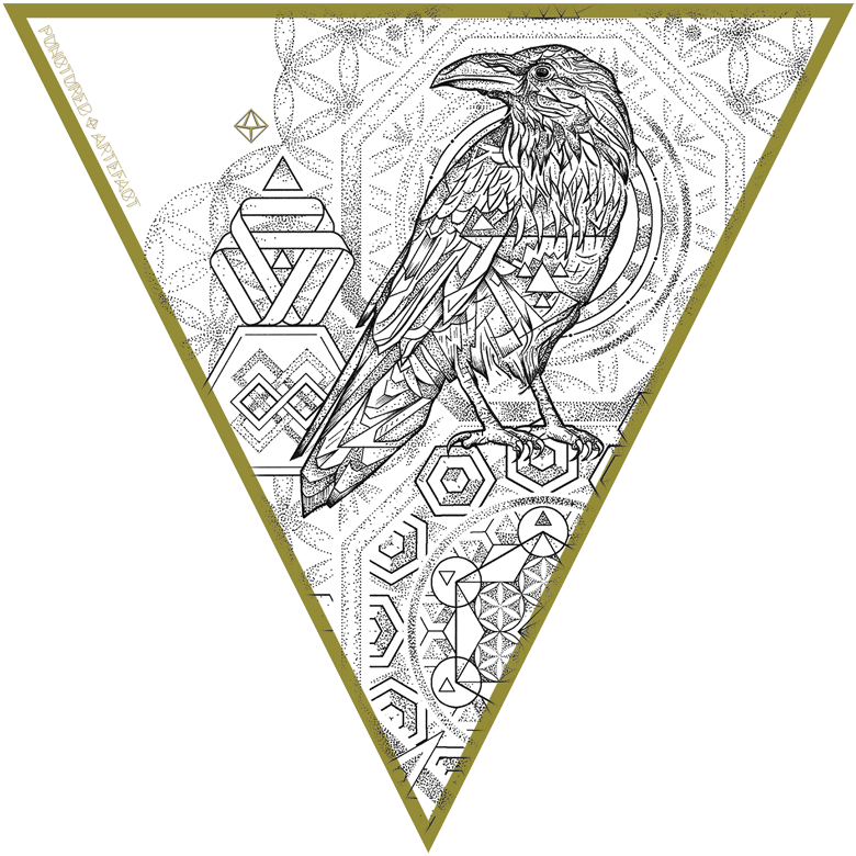 It Features A Raven Top On Top Of A Metatron's Cube - Permalink (780x780), Png Download