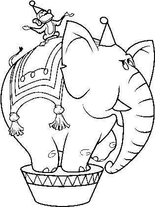 Elephant And Circus Monkey Coloring Page - Circus - Free Transparent ...