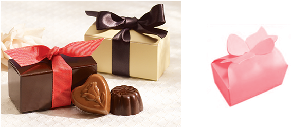 2 Piece Bow Box - Chocolate Boxes For 2 Pieces (626x281), Png Download