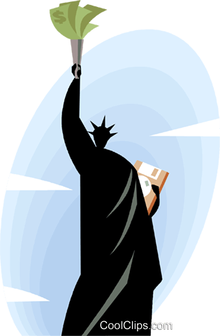 Statue Of Liberty With Cash In Her Fist Royalty Free - Money (315x480), Png Download