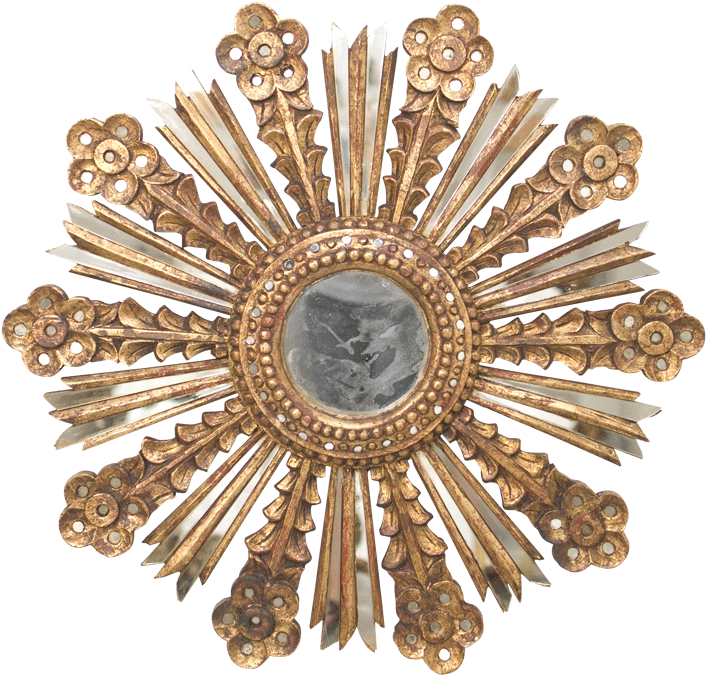 Bella G - Gold Leaf Starburst Antique Mirror With Mirror Insets, (800x800), Png Download