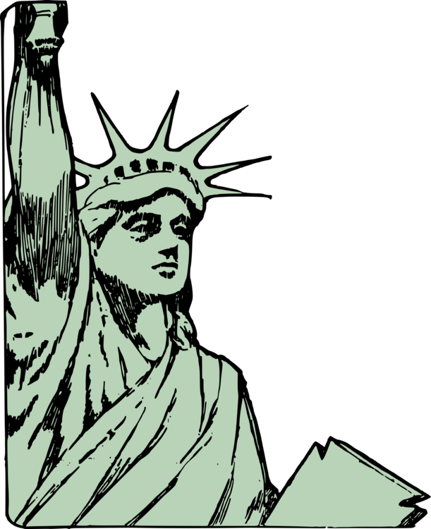 Statue Of Liberty Face Drawing Monument - Statue Of Liberty Face Transparent (611x750), Png Download