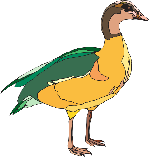 This Free Clipart Png Design Of Yellow And Green Duck (564x594), Png Download
