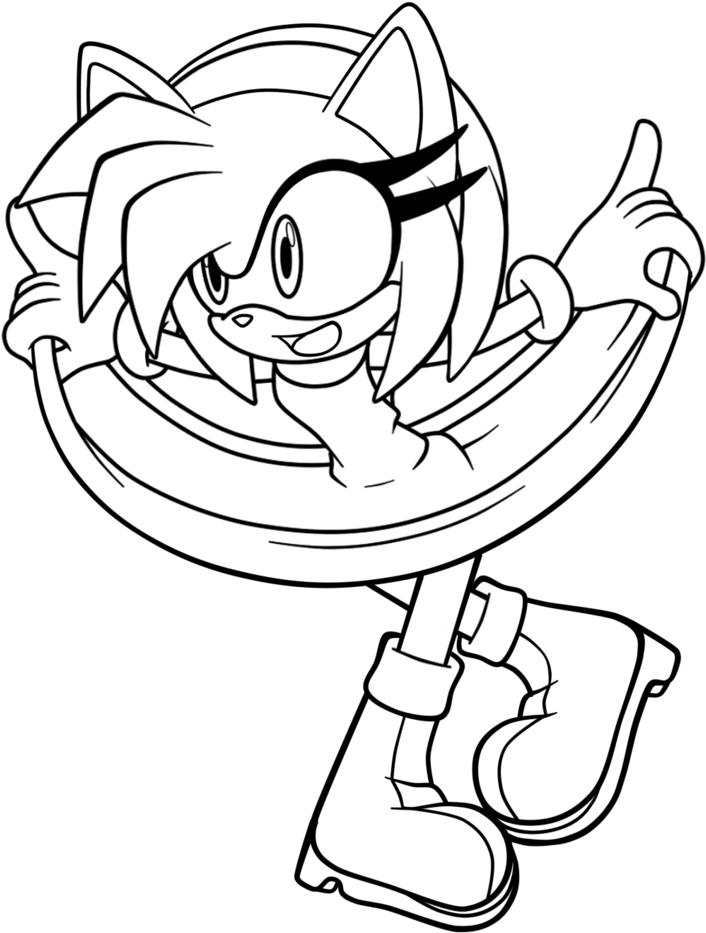 Download Sonic Adventure - Amy Sonic The Hedgehog Black And White PNG ...