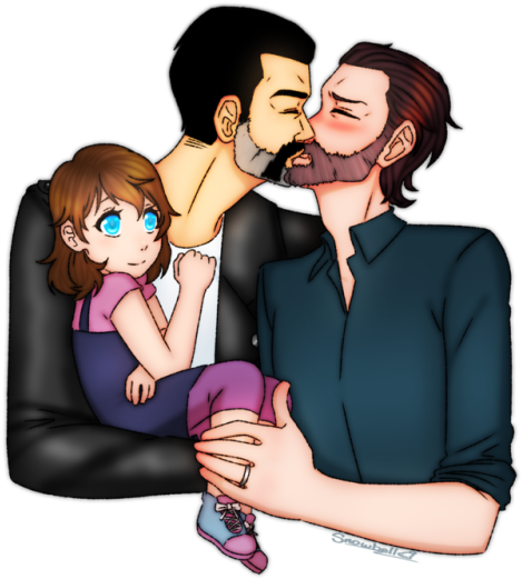 For Regan Week Day 1 *gasp* Holy Hell I Did It Hopefully - Rick X Negan Kiss (500x645), Png Download