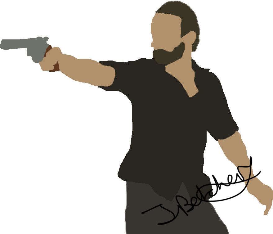 The Main Protagonist, Rick Grimes Points His Gun At - Gun Barrel (1134x799), Png Download
