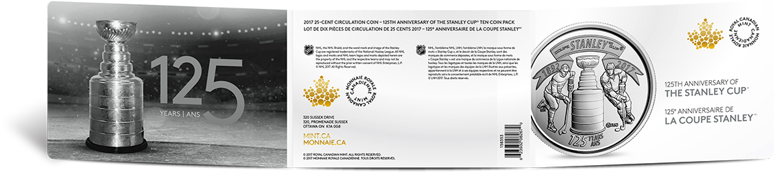 2017 25-cent Circulation Coin - Stanley Cup (1198x1166), Png Download