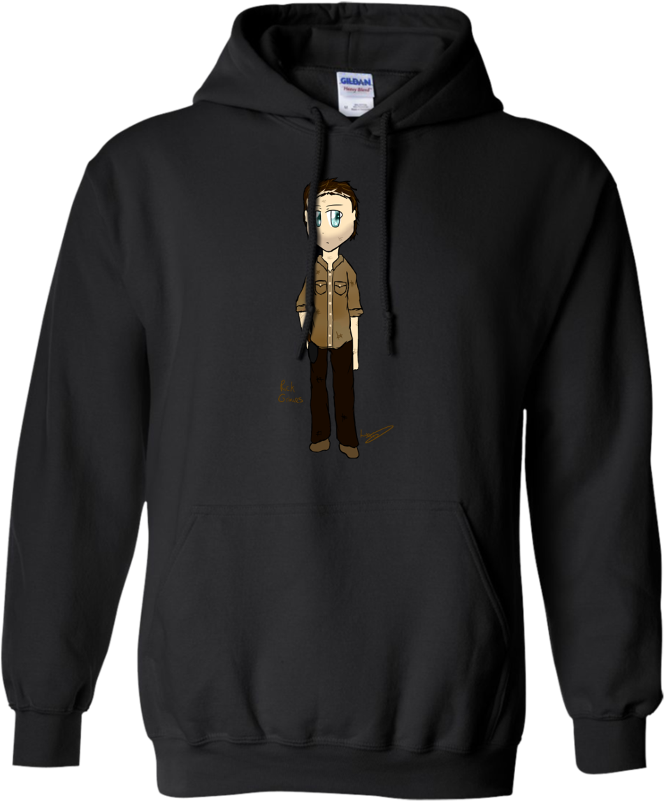 Chibi Rick Grimes - Champion Basic Logo Hoodie (1155x1155), Png Download
