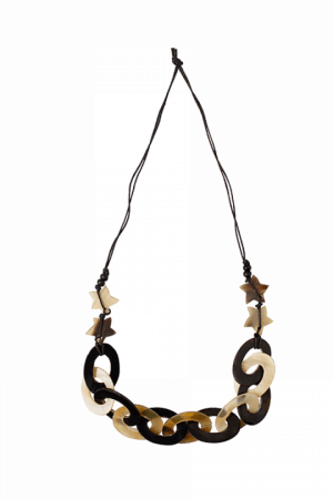 Horn And Bone Round Rings Necklace With Star - Chain (300x450), Png Download
