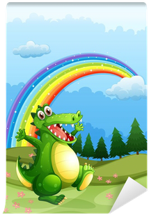 A Crocodile Walking And A Rainbow In The Sky Wall Mural - Rainbows Can Make Your Day Coloring Book (400x400), Png Download