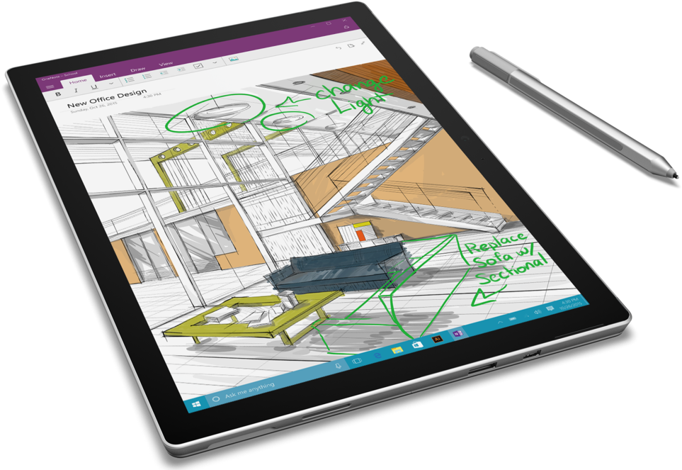 Entry Level Surface Pro Banner Stock - Surface Pro 4 Writing Example (1000x695), Png Download