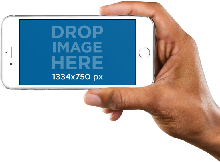 Landscape Iphone Mockups - Hand Holding Phone Sideways (800x600), Png Download