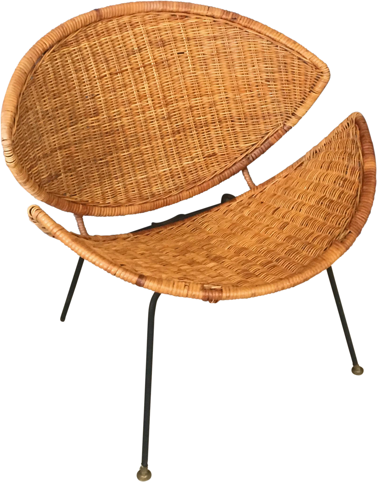 Clam Shell Wicker And Rattan Chair On Chairish - Chair (1778x2271), Png Download