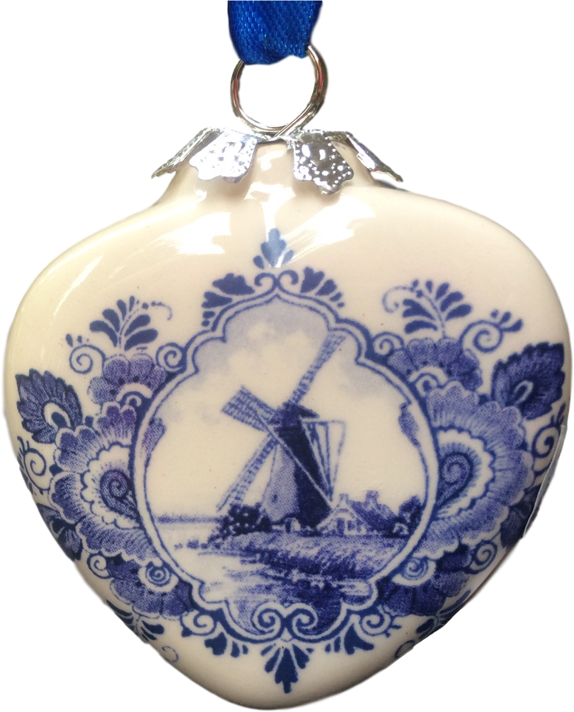 Kerstbal Delfts Blauw Windmolen Groot (1215x1471), Png Download