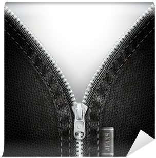 Leather Background With Open Zipper Wall Mural • Pixers® - Denim Background (400x400), Png Download