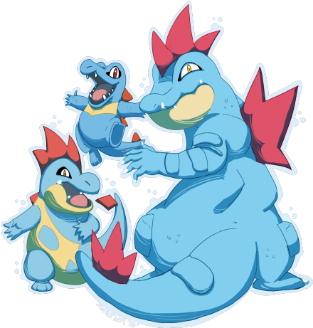Feraligatr Line Commission - Cartoon (500x500), Png Download
