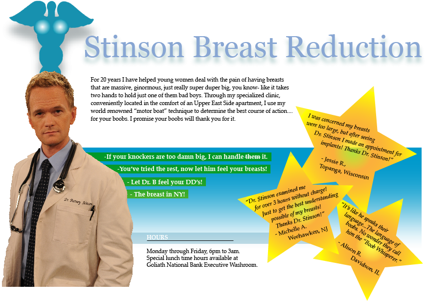 Barney Stinson Breast Reduction Consultation (916x620), Png Download