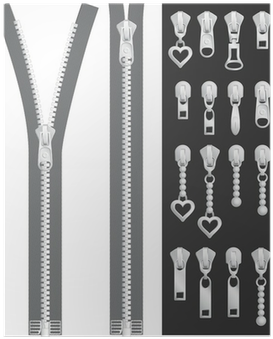 Open Zipper, Closed Zipper With Sliders Set Poster - Ilustracion De Cierres (400x400), Png Download