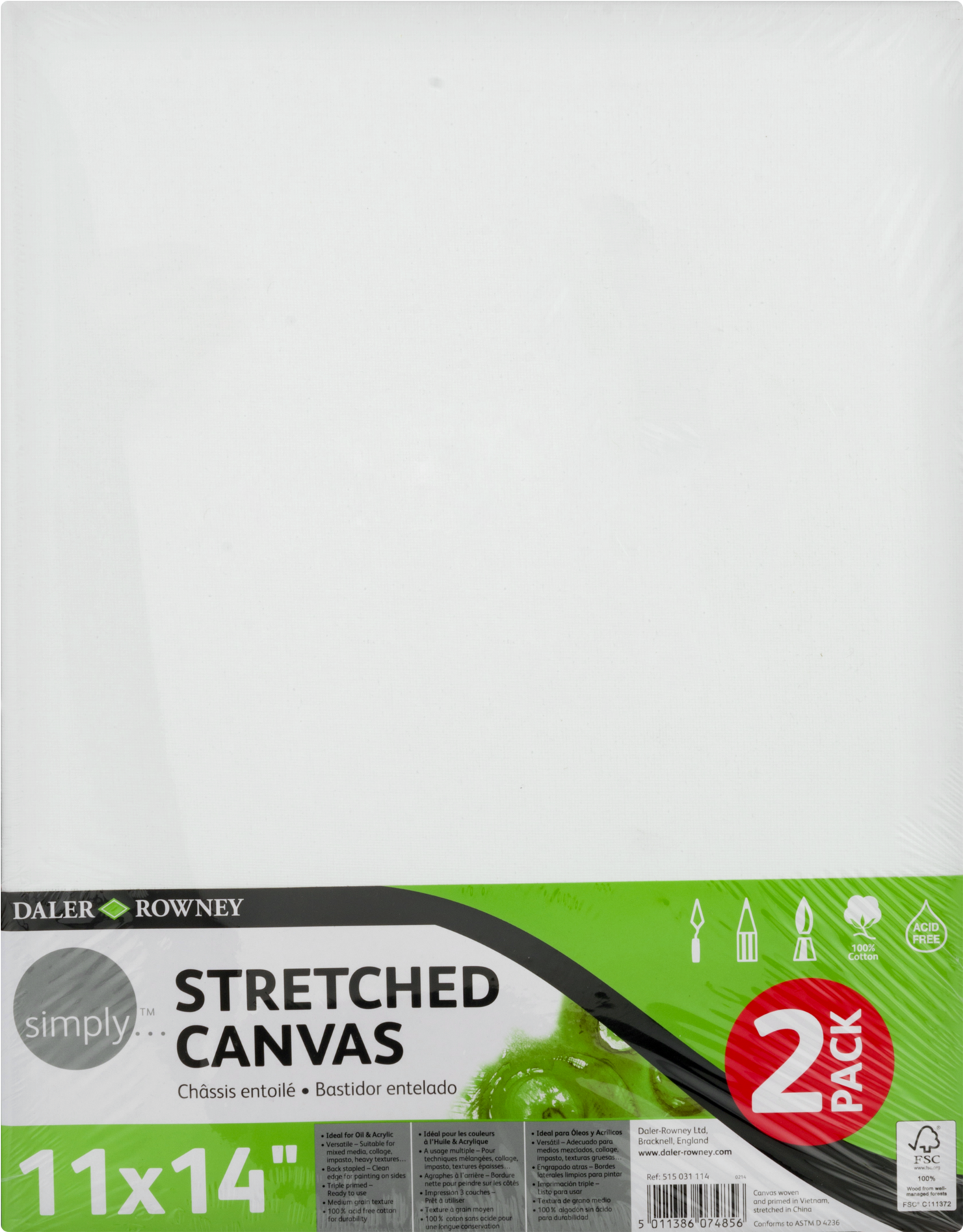 Daler-rowney Canvas Panels 28cm X 36cm 3 Pack (1800x1800), Png Download