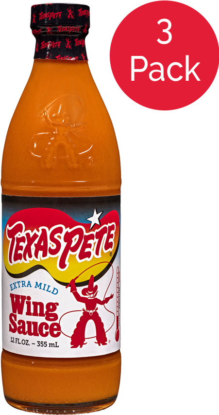 Extra Mild Wing Sauce From Texas Pete, 3 Pack - Texas Pete Wing Sauce, Extra Mild - 12 Fl Oz (450x971), Png Download