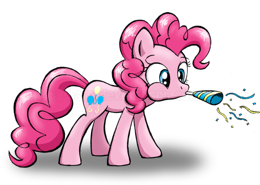 Kitty-ham, Confetti, Mouth Hold, Party Blower, Pinkie - Cartoon (900x635), Png Download