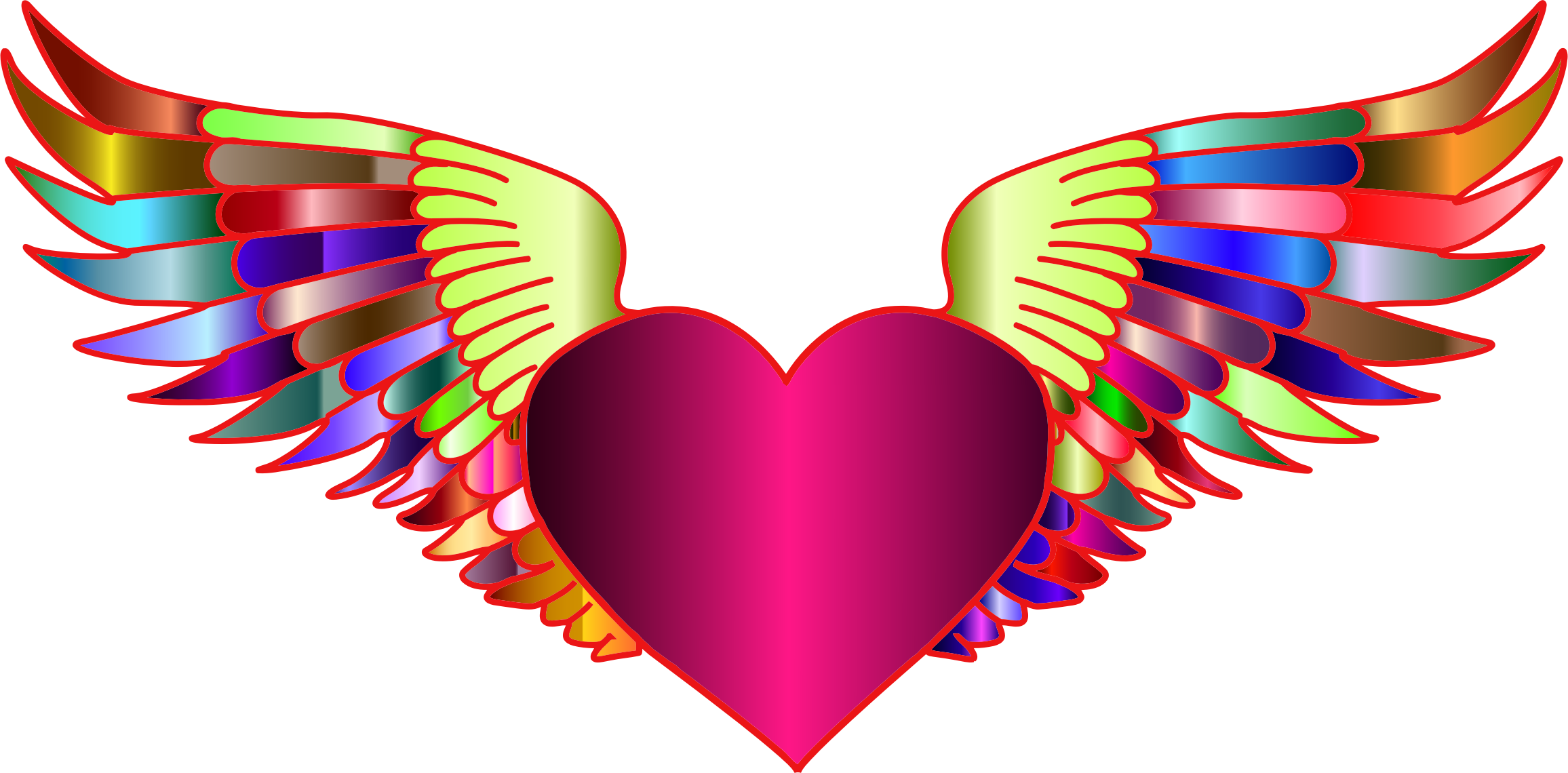 Vector Royalty Free Library Heart With Wings Clipart - Heart With Wings Clipart (2312x1140), Png Download