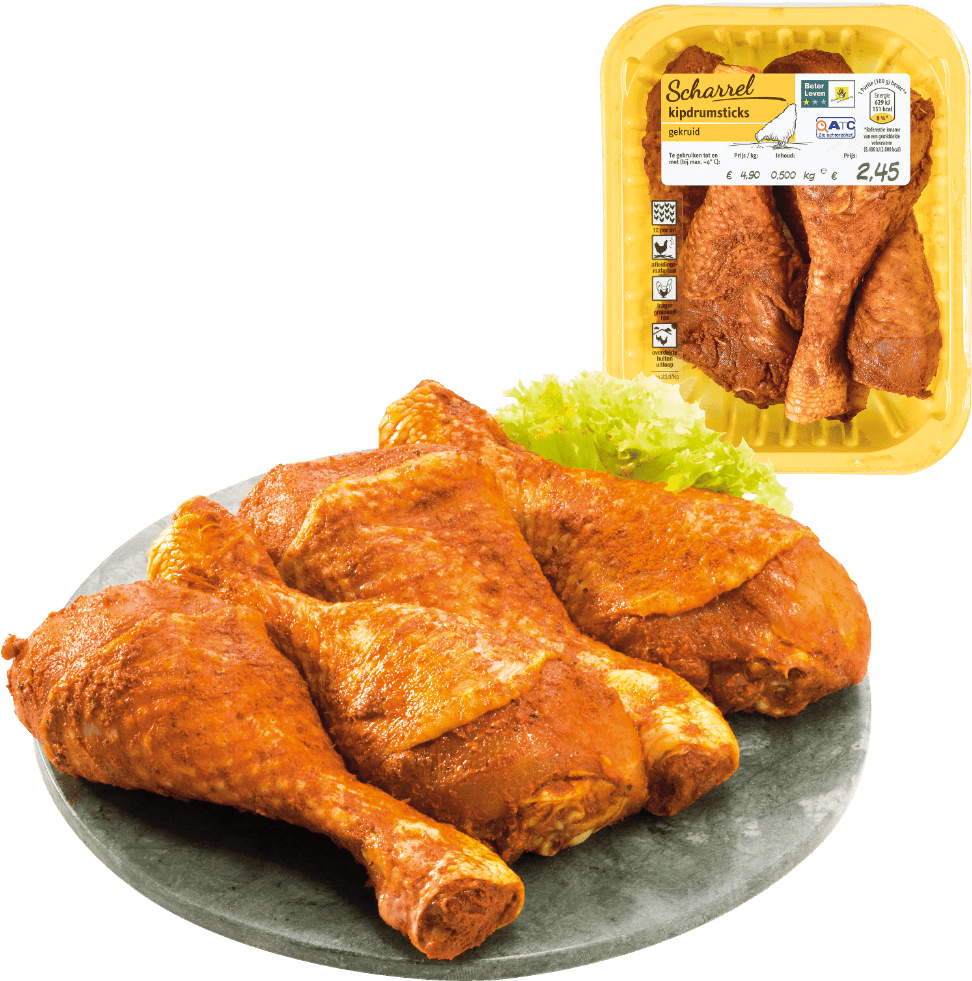 Gekruide Scharrelkip Drumsticks Voordelig Bij Aldi - Food (1250x1250), Png Download