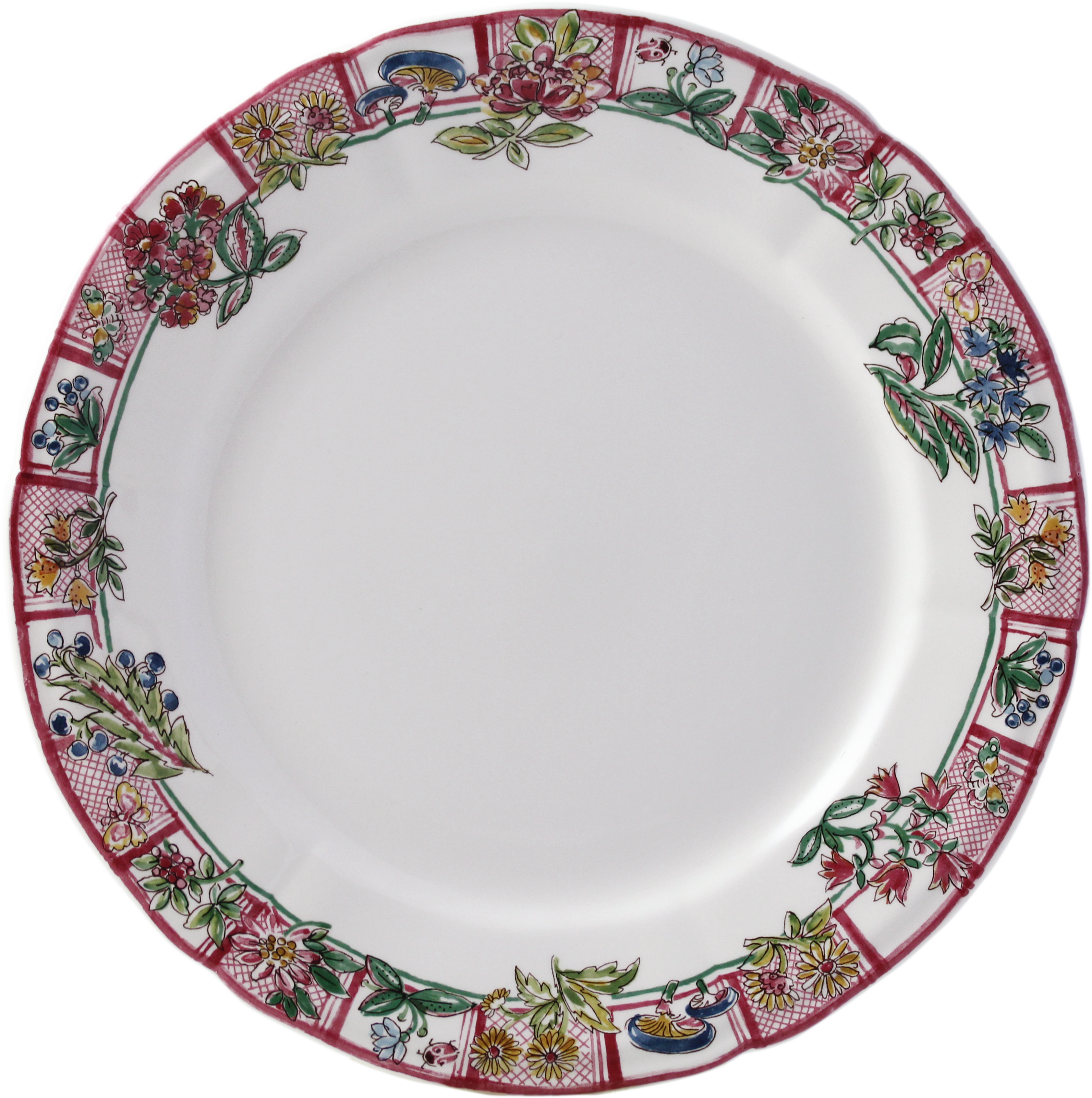 6 Dinner Plates - Dinner Plates With Cherries (3366x3385), Png Download