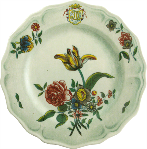 Melamine Faience Fleurs Isolees Dinner Plate - Vintage Plates (474x480), Png Download