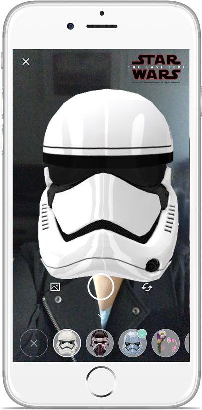 The Animated Masks Move With Your Face, So You Can - Star Wars Snapchat Lens (500x838), Png Download