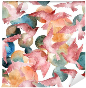 Abstract Watercolor Circles And Flying Birds Seamless - Gallery Direct Abstract Watercolor Circles By Tanycya (400x400), Png Download