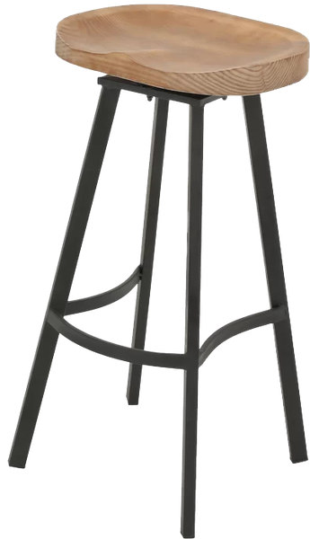 Gdf Studio Shea Wood And Iron Rustic Swivel Barstool (345x600), Png Download