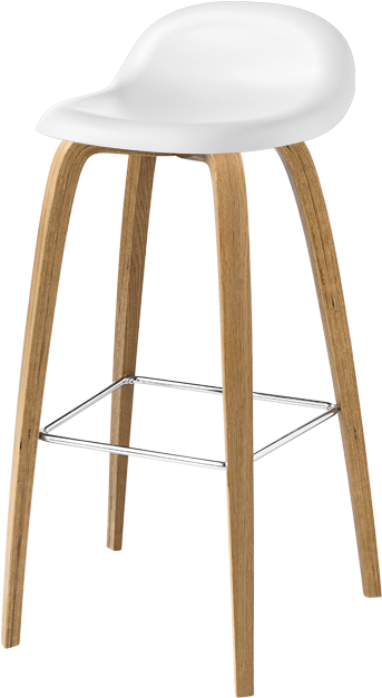 Gubi 3d Bar Stool In White Hirek Shell And Oak Legs - Gubi Gubi 3d Counter Stool - Wood Base (581x628), Png Download