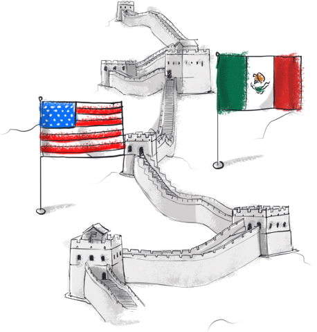 Great Wall Of Mexico - Mexico Great Wall Of Chinese (458x479), Png Download
