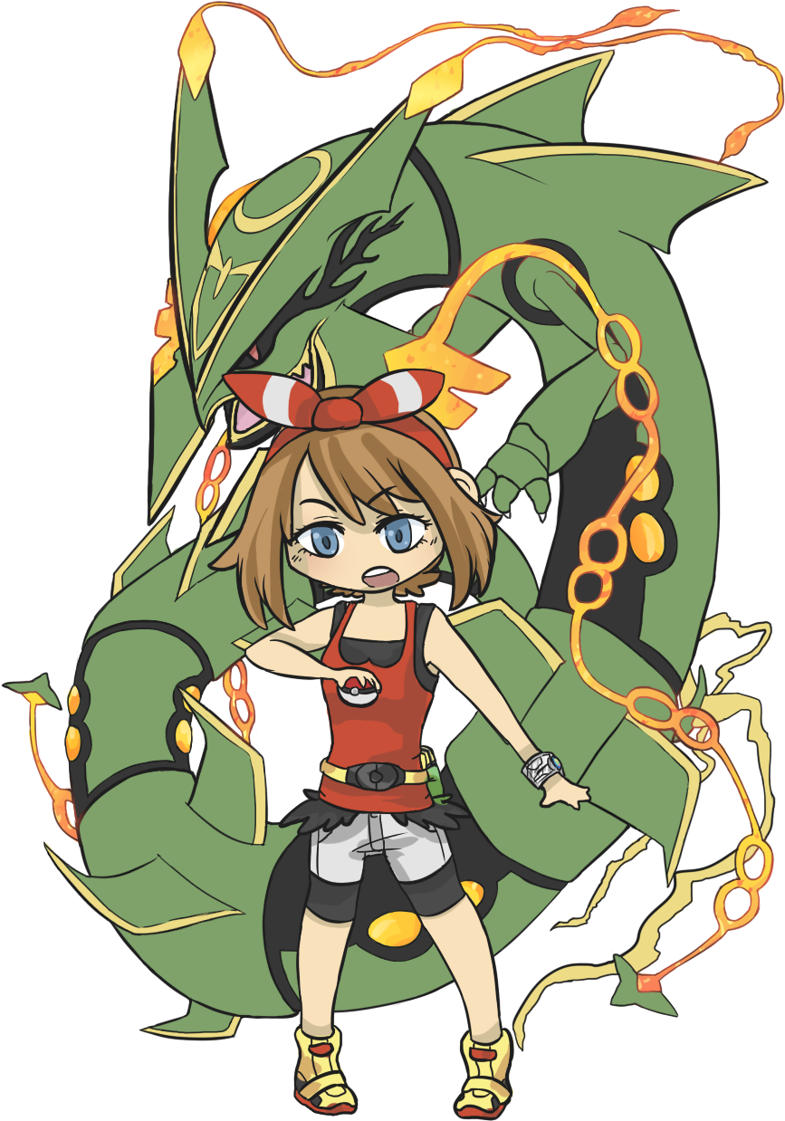 Chibswipgaia Pkmnsapphire - May And Mega Rayquaza (900x1250), Png Download