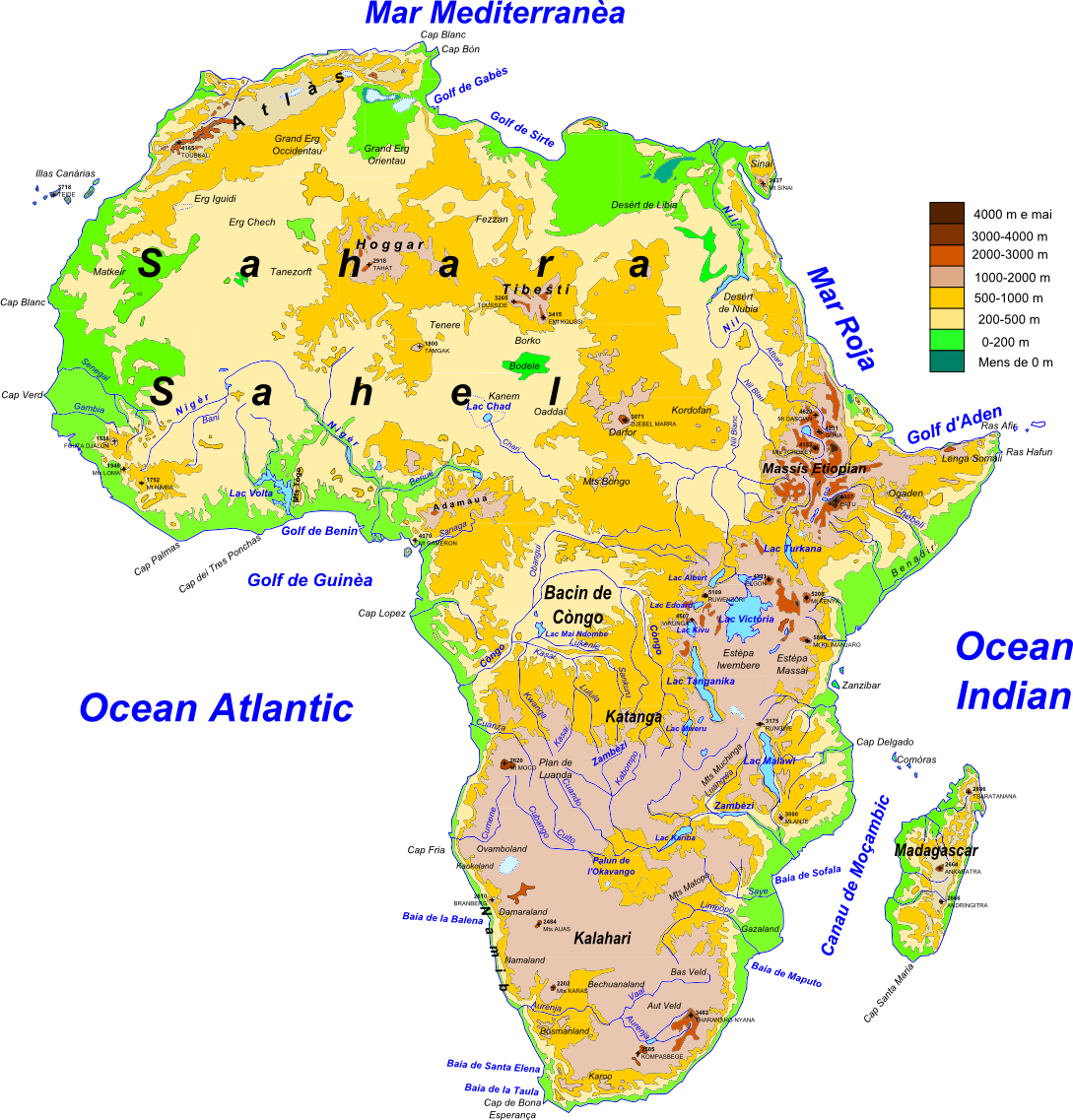 Topografia Dau Continent African - Africa (1089x1137), Png Download