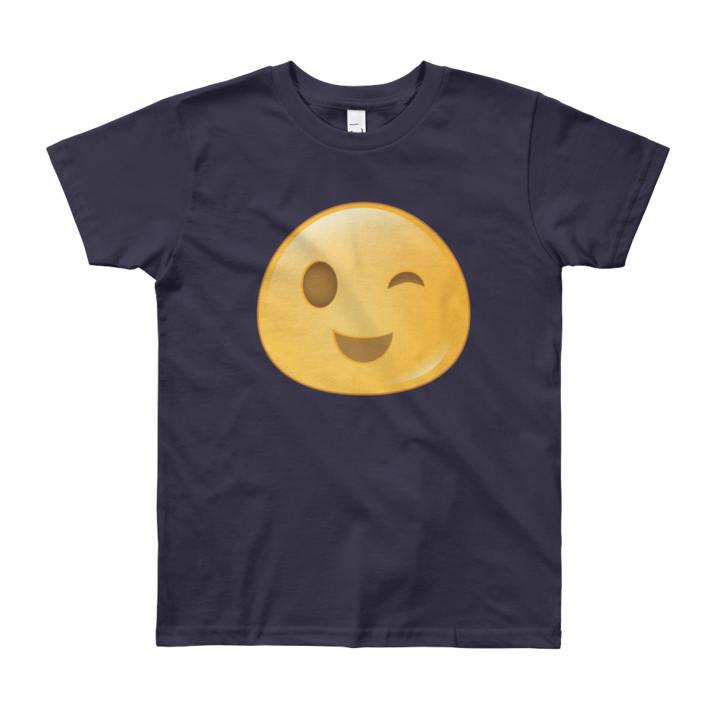 Expressive Wink Emoji Youth Short Sleeve T-shirt - T-shirt (720x720), Png Download