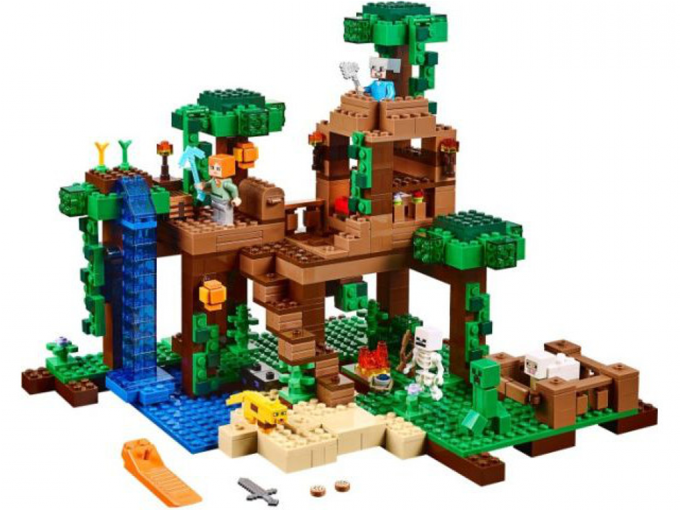 Lego Minecraft 21125 The Jungle Tree House Building (980x980), Png Download