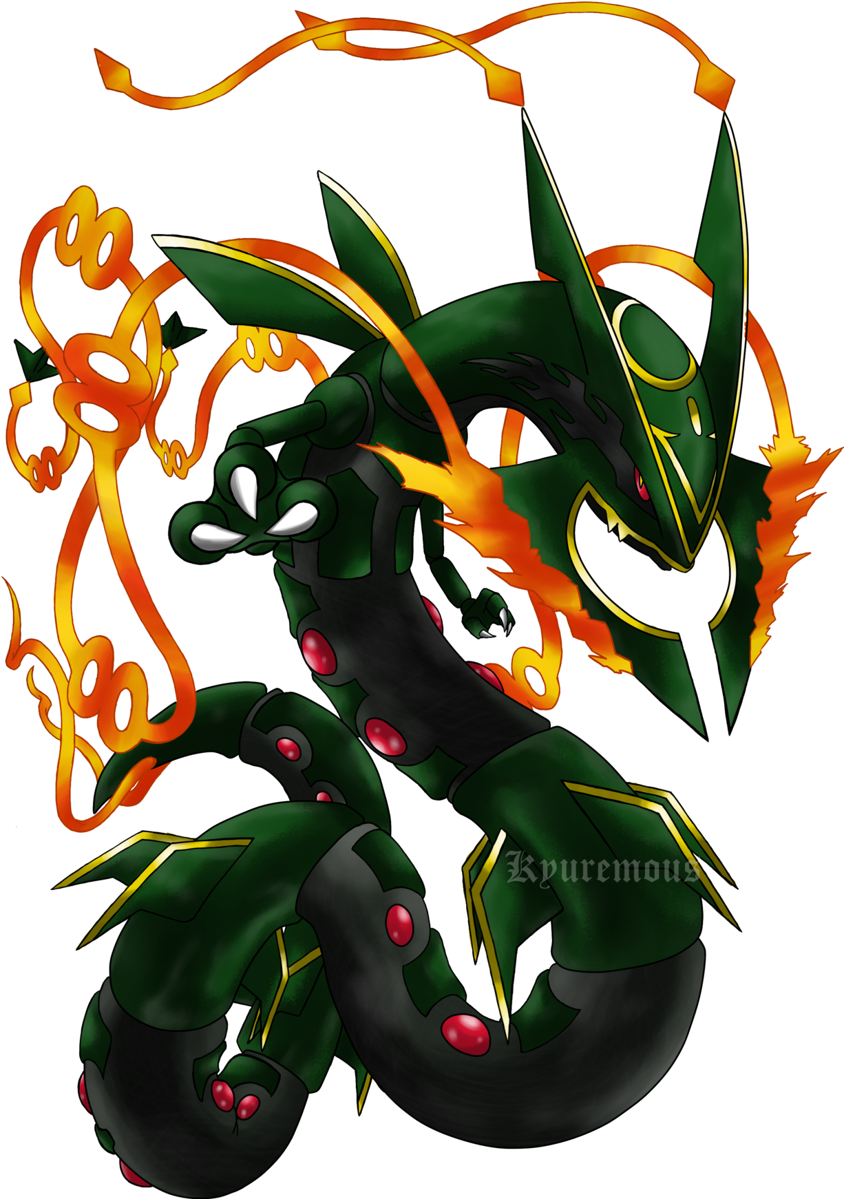 Mega Rayquaza V2 No Bg By Kyuremous - Pokémon Mega Rayquaza Shiny (1280x1756), Png Download