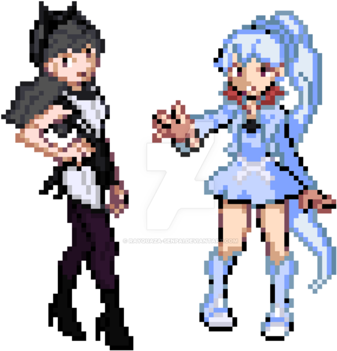 Blake Belladonna And Weiss Schnee By Rayquaza-senpai - Rwby Weiss Pixel Art (903x884), Png Download