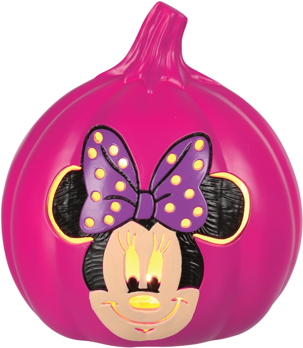 Vector Seamless Pattern With Orange And Pink Pumpkins - Season Minnie Mouse 6" Light-up Pumpkin (650x722), Png Download