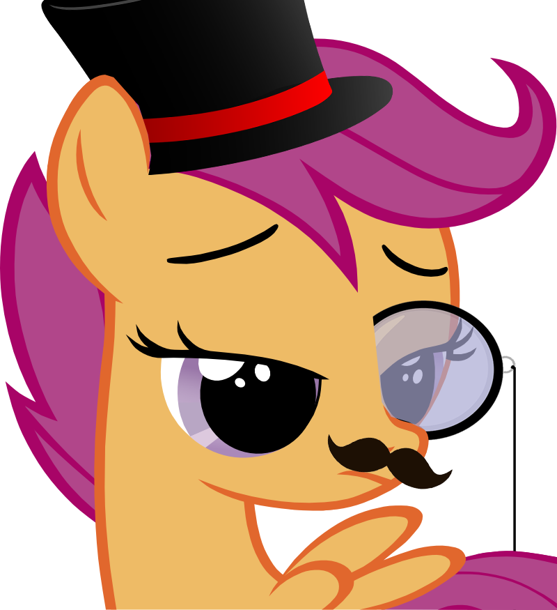 Classy, Hat, Monocle, Moustache, Safe, Scootaloo, Simple - Scootaloo (800x875), Png Download