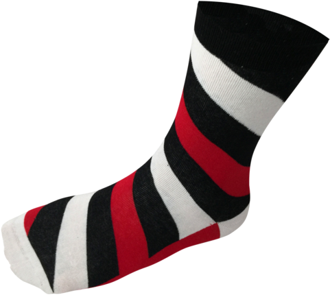 Men's Colorful Stripe Crew Socks W/ Tgif Black, Red - Sock (600x473), Png Download