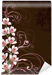 White Orchids With Pink Swirls And Grunge Frame Wall - Make A Creative Project Cover (400x400), Png Download