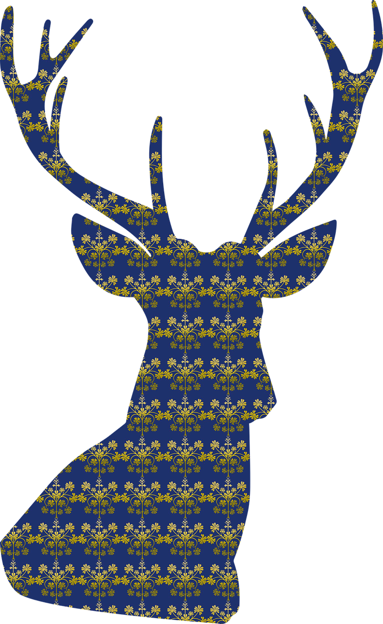 Deer Antlers Damask - Silhouette Buck (786x1280), Png Download