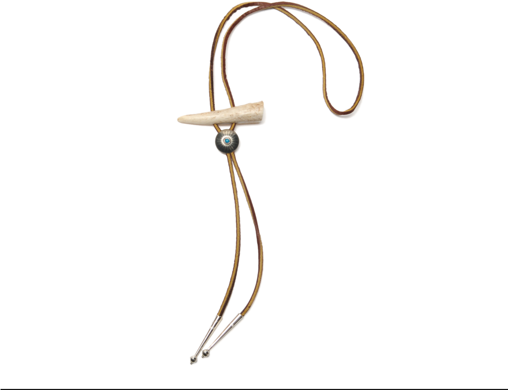 Leather Bolo Tie With Deer Antler With Concho (1000x800), Png Download