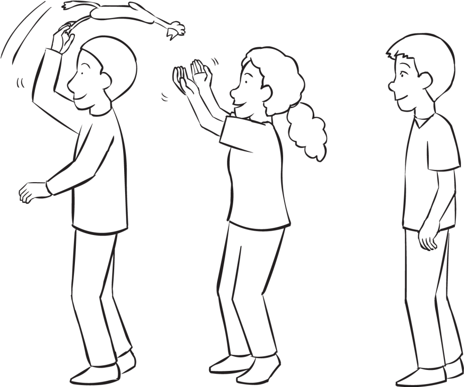 Back People Lined Up Back To Back Passing A Rubber - Line Art (1024x768), Png Download