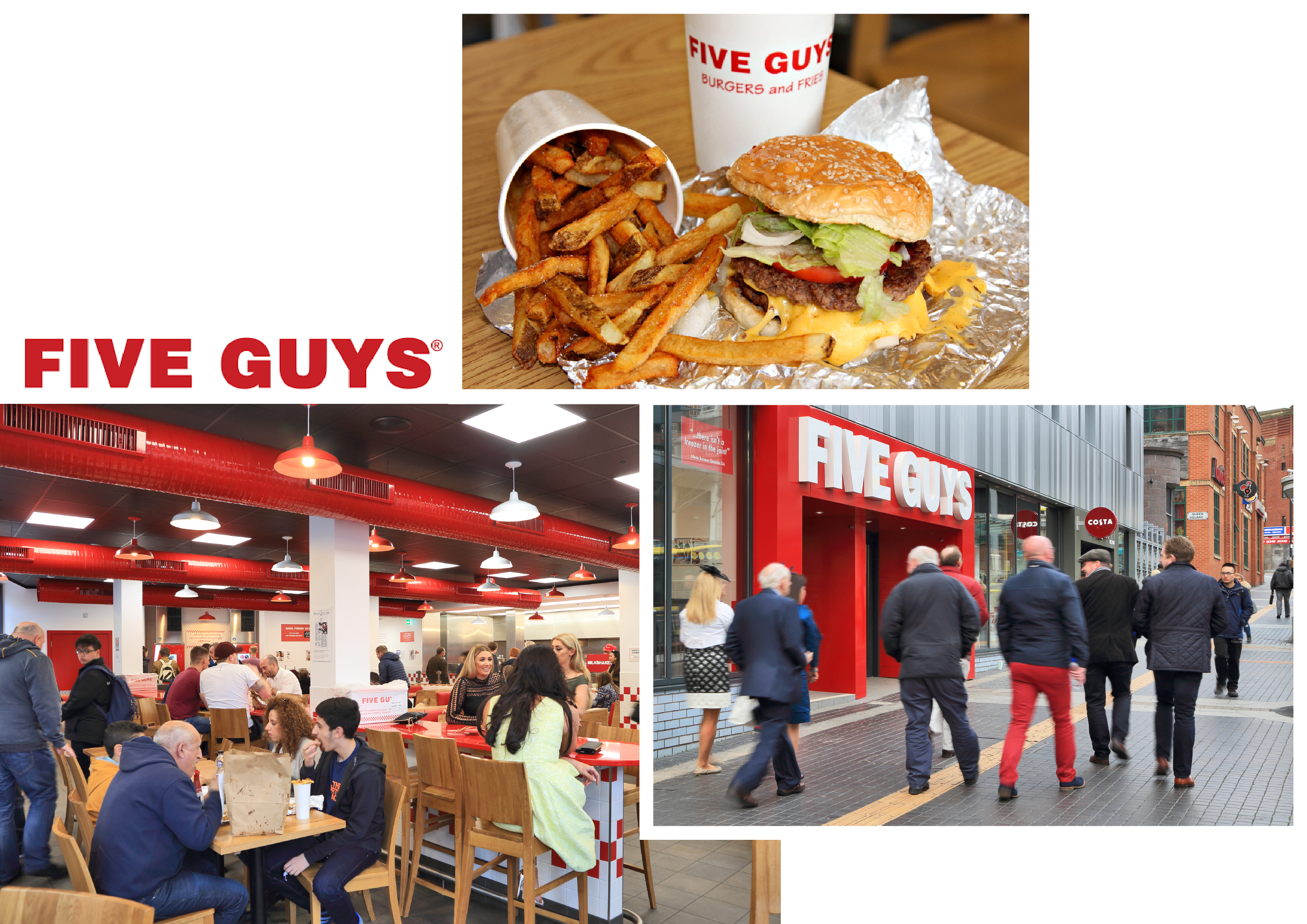 Five Guys Queen Square Liverpool - Five Guys (2762x1954), Png Download
